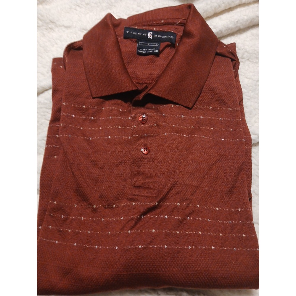 Tiger Woods Polo Shirt Men Size Large Red Button Up Pullover Athleisure Golf‎